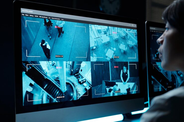 desktop computer screen with cctv video 274679 49573